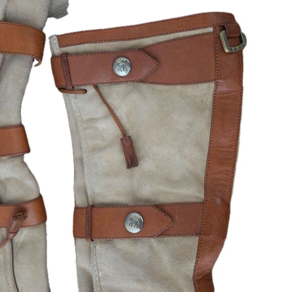 RARE NEW L.A.M.B Gwen Stefani Suede Leather Platform Knee High Wedge Boots Sz 7 - Picture 10 of 16